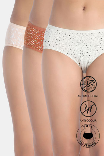 Buy Zivame Low Rise Full Coverage Hipster Panty (Pack of 3) - Multicolor